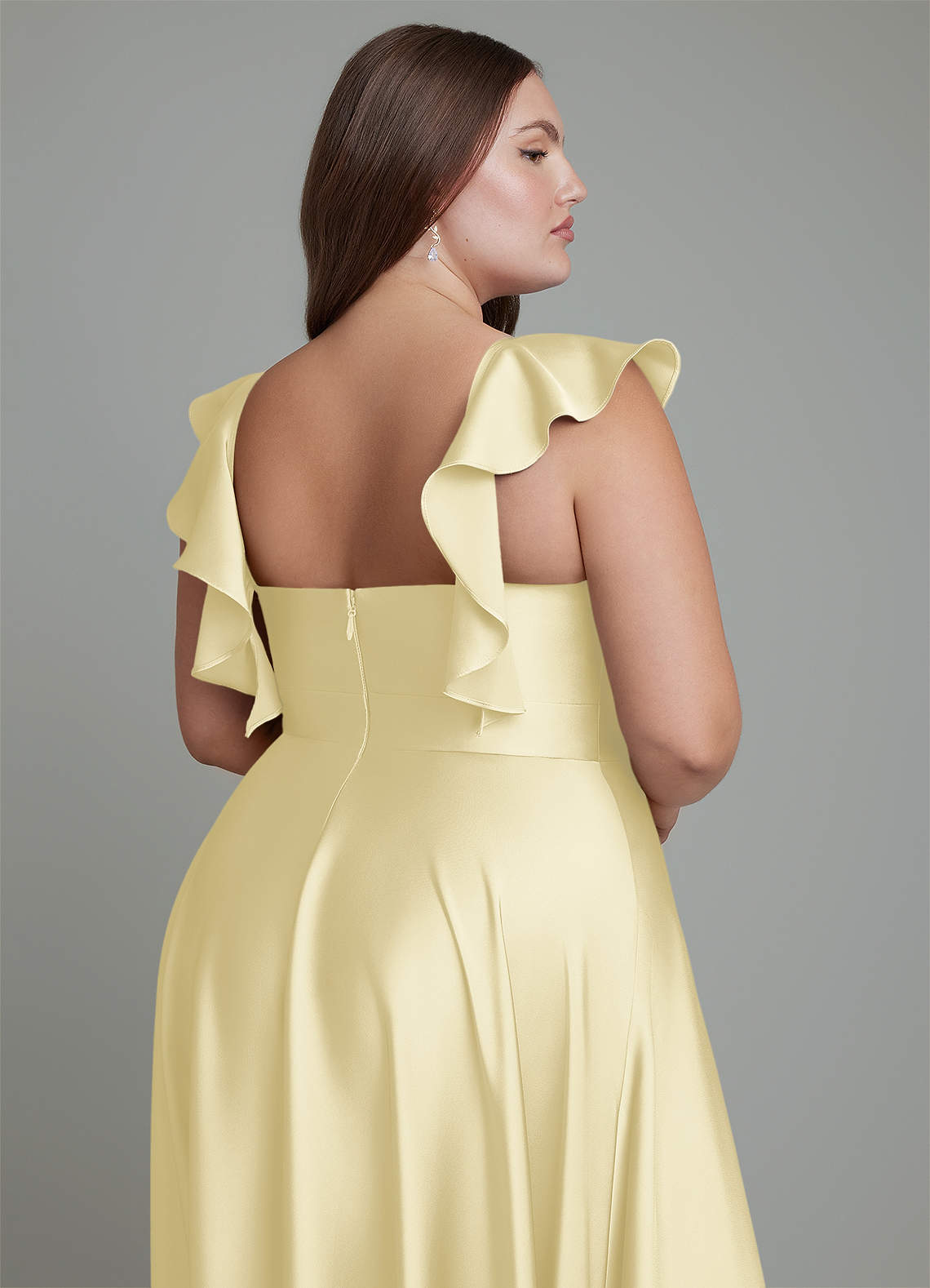 Azazie Leilani Lemon Sorbet Stretch Satin Bridesmaid Dresses