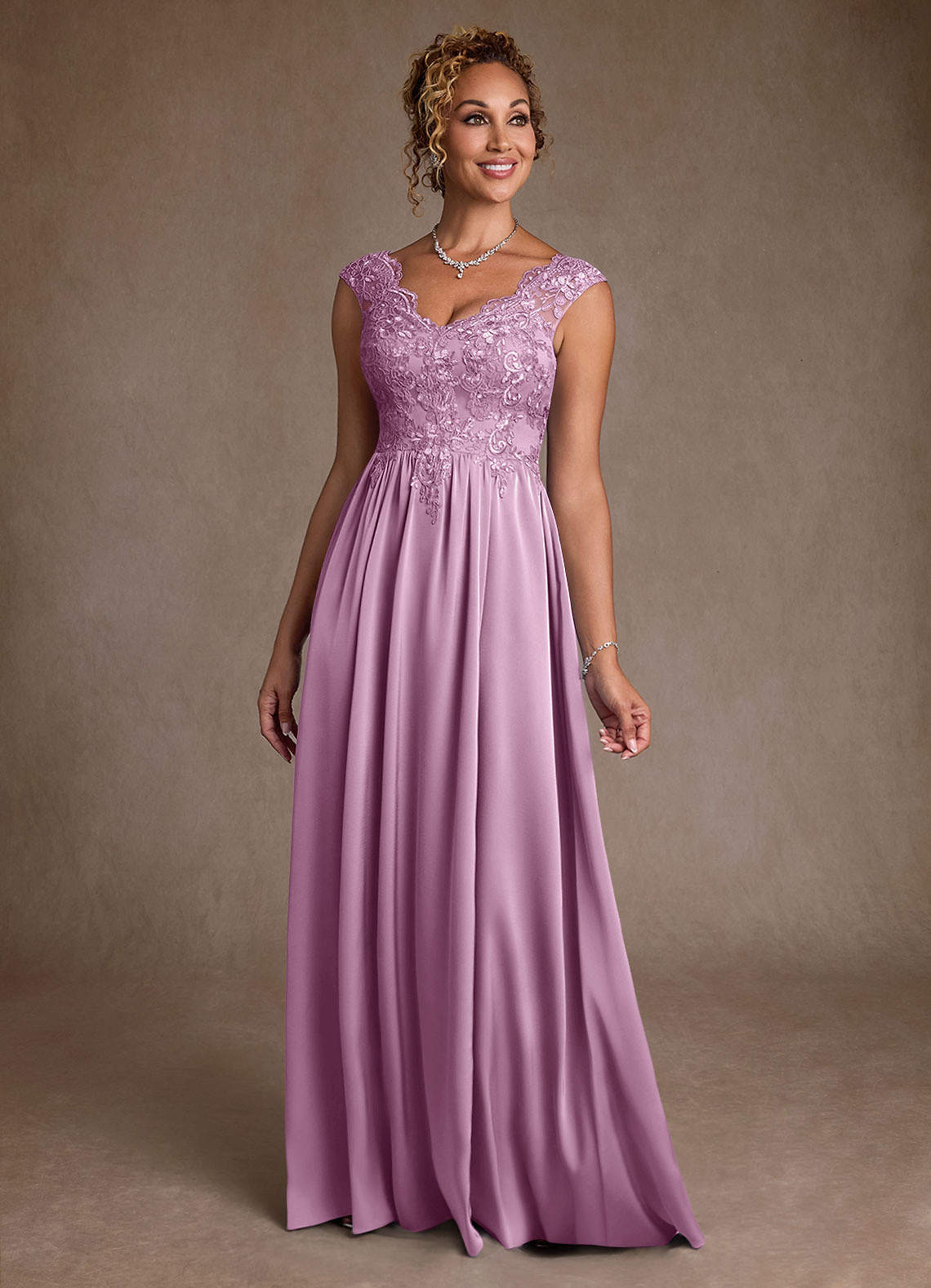 Azazie Amethyst vestidos de madre de la novia Vestido de Glicinia de Encaje de Corte en A image1