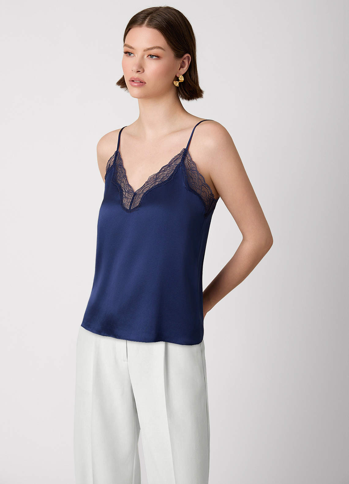 front Koszulka na ramiączkach z jedwabiu 100% nadająca się do prania