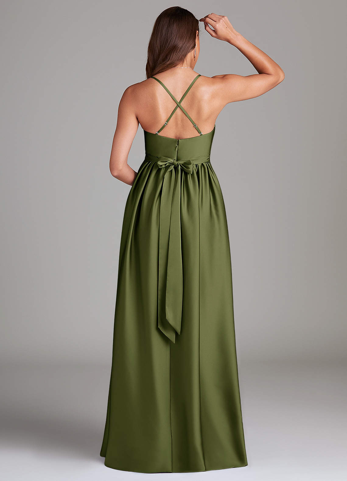 olive green maternity bridesmaid dress Maternity Sienna Satin Dress main image 1