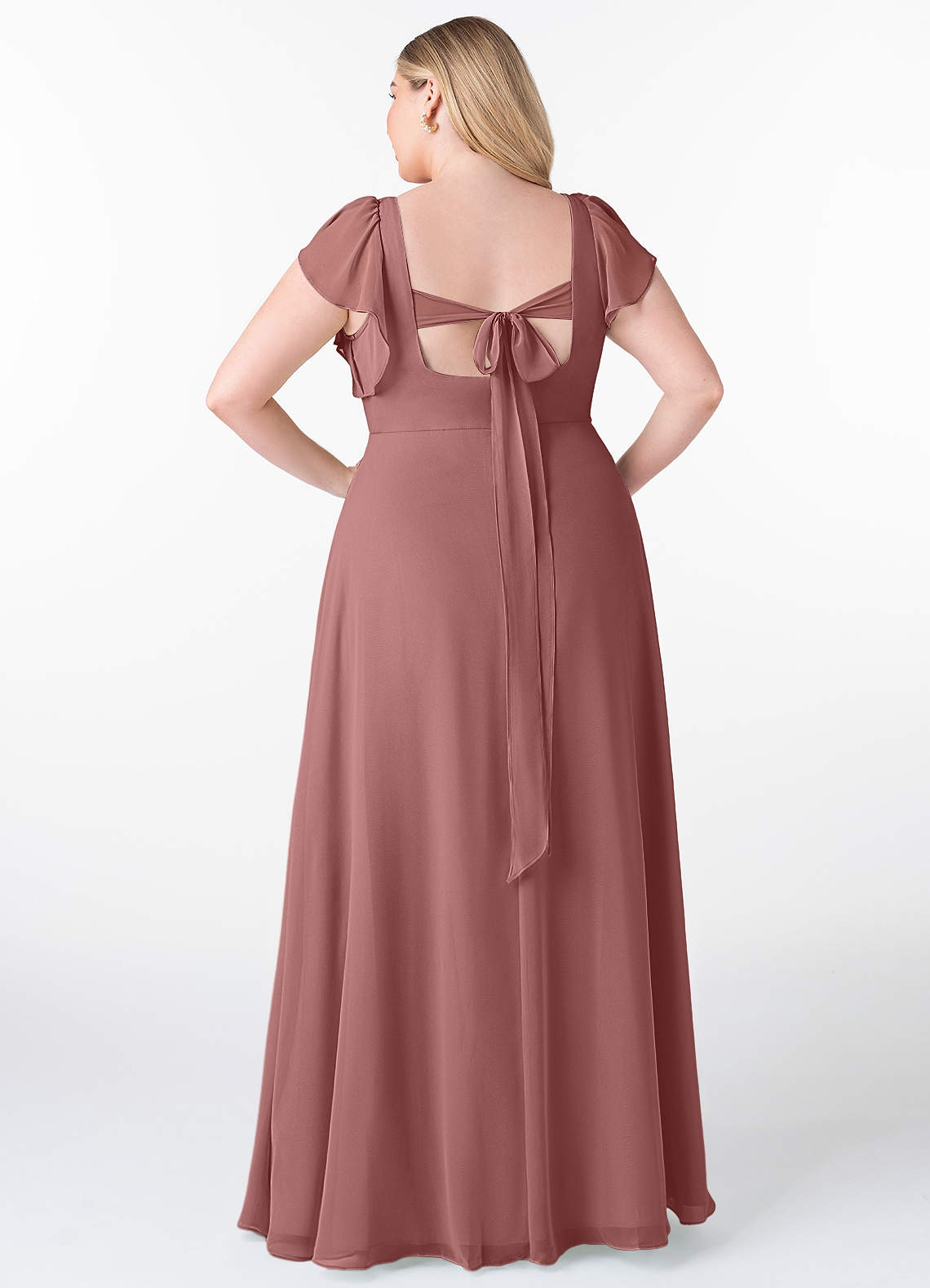 Dusty Rose Dessy Group Sienna Azazie A-Line V-Neck Floor-Length Chiffon  Bridesmaid Dresses Desert