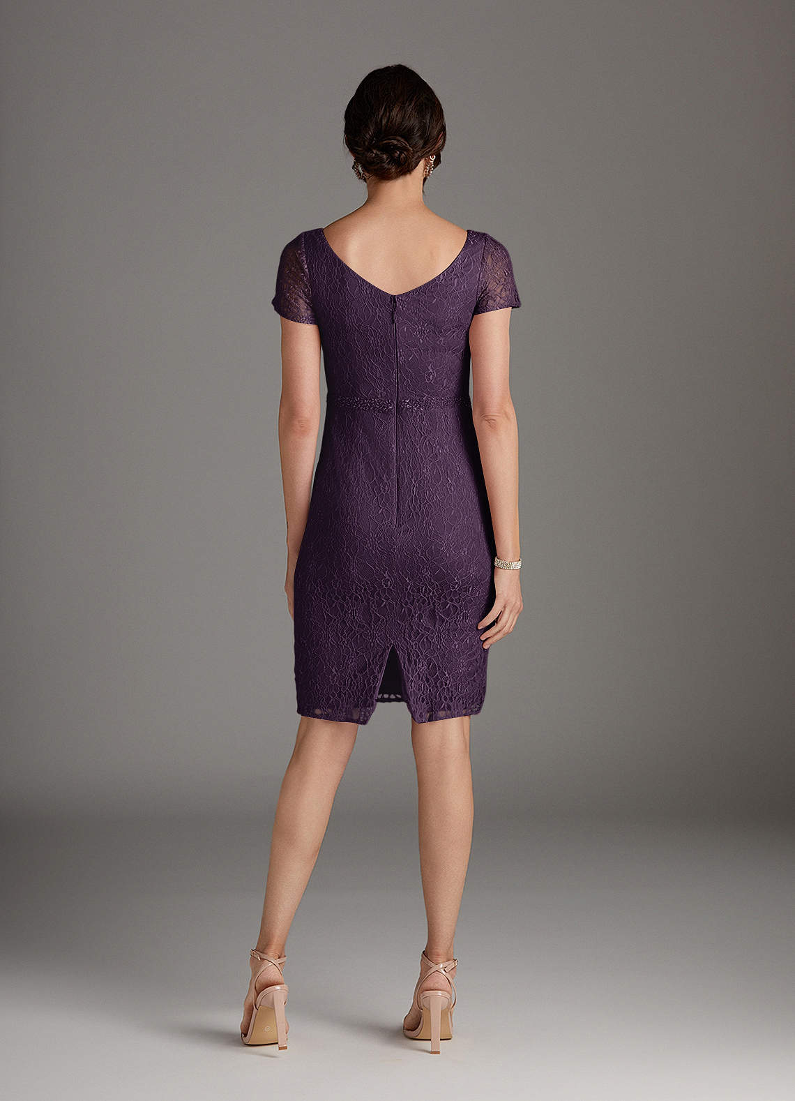 Azazie Lucilia Plum Sheath Lace Dress Ready to Ship | Azazie