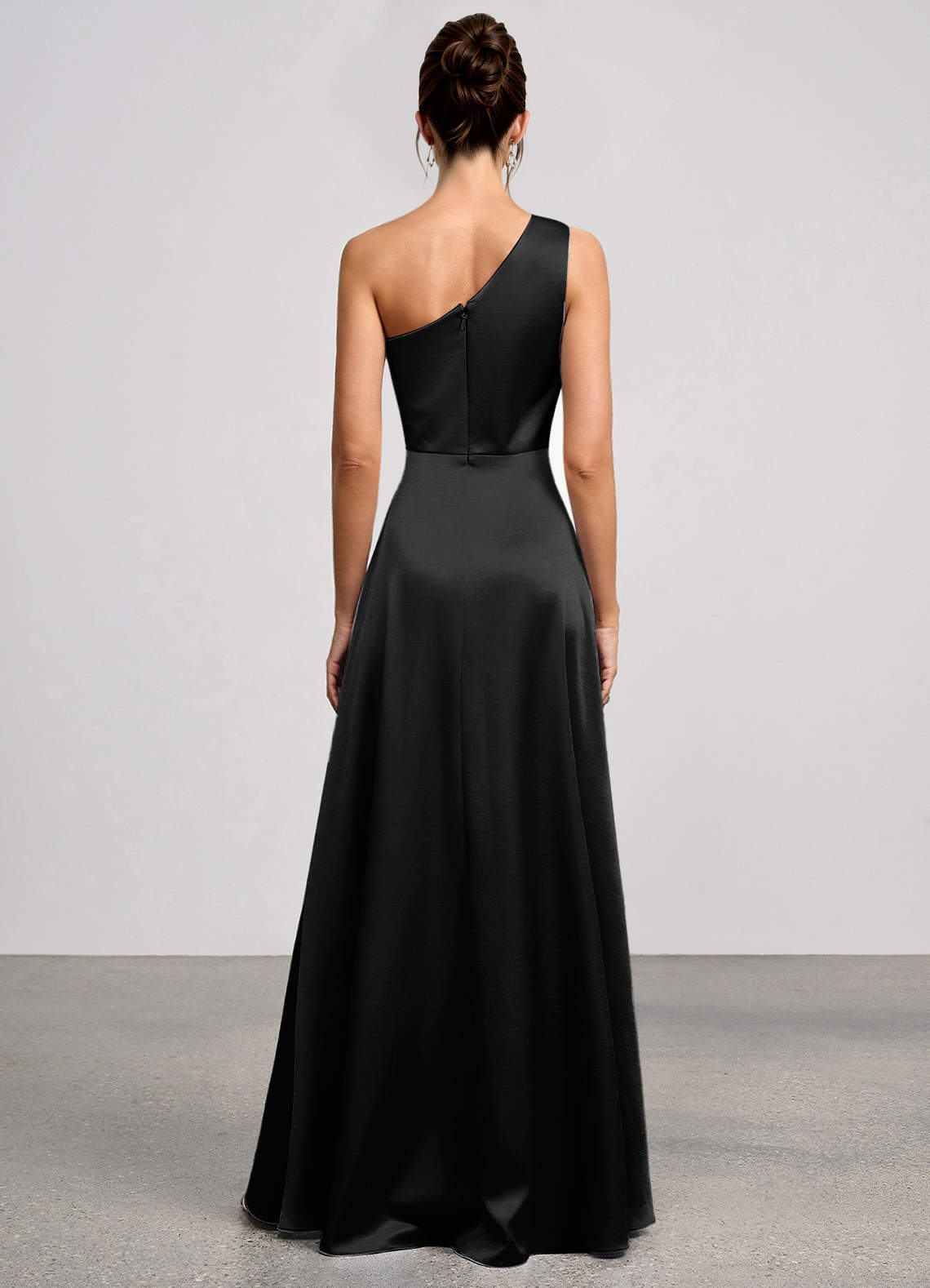 Eulalie Black Luminous Satin Maxi Dress image2