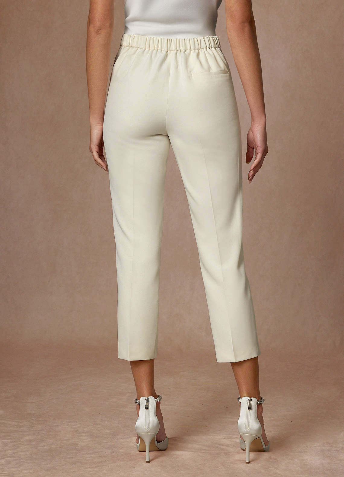 front Charlotte Ivory Refined Weave Dress Pants