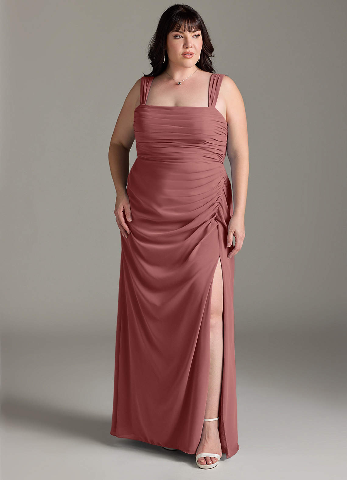 Azazie Jesaphine Bridesmaid Dresses Amethyst Sheath Bow Chiffon Dress image1
