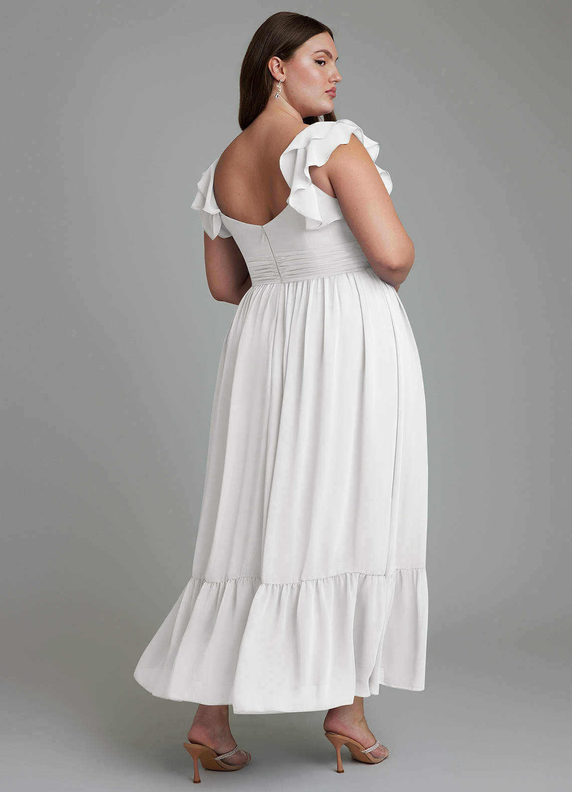Azazie Anaya Bridesmaid Dresses White A-Line Sweetheart Neckline Chiffon Dress image10