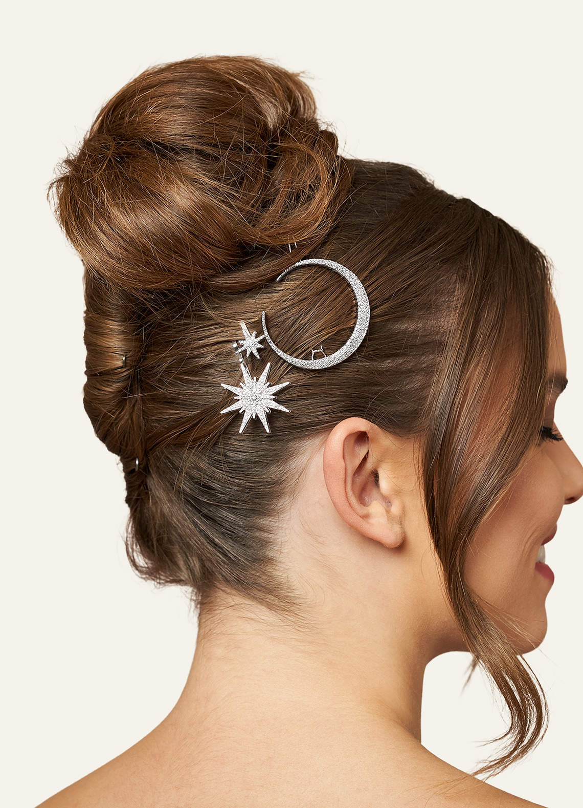 front Moon Star Hair Clip Set