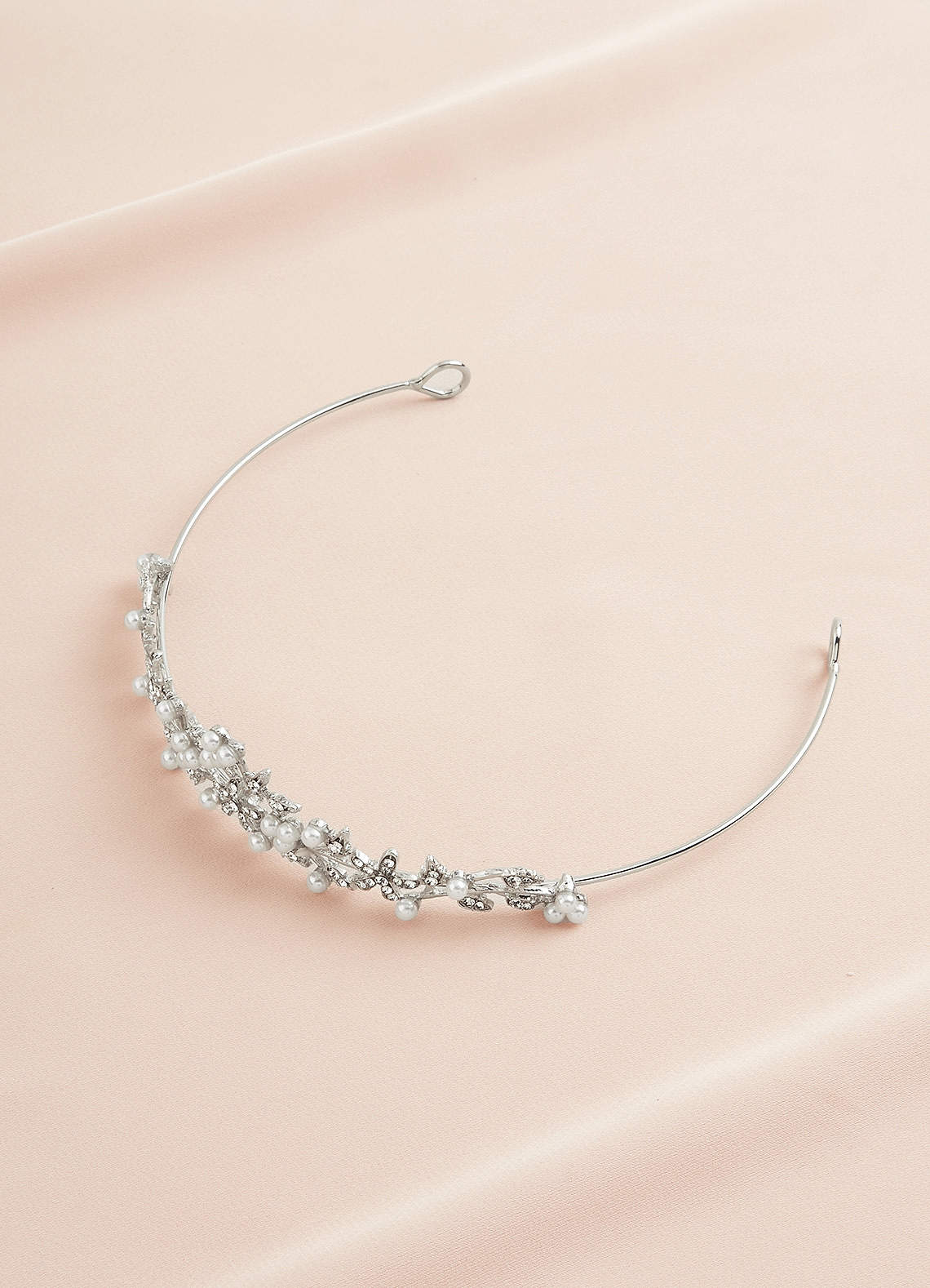 front Floral Pearl and Rhinestone Flower Girl Tiara