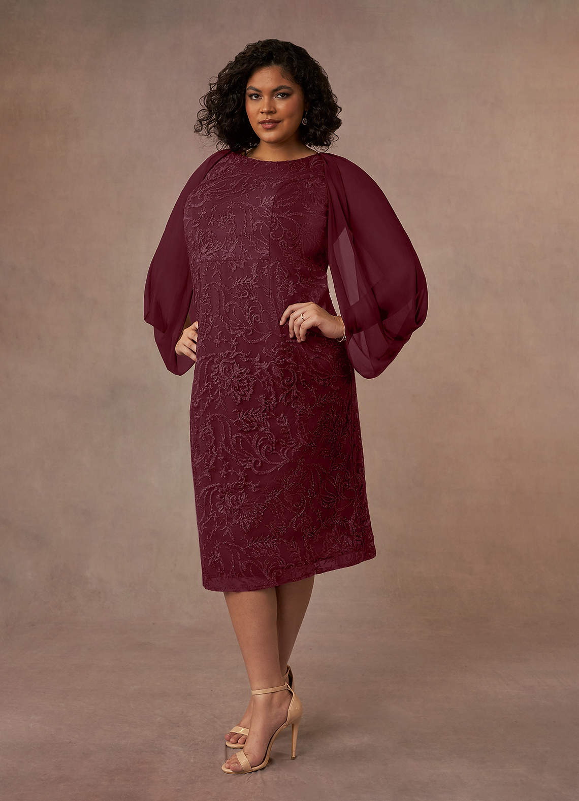 Azazie Mya Mother of the Bride Dresses Cabernet Sheath Scoop lace Lace Dress image6