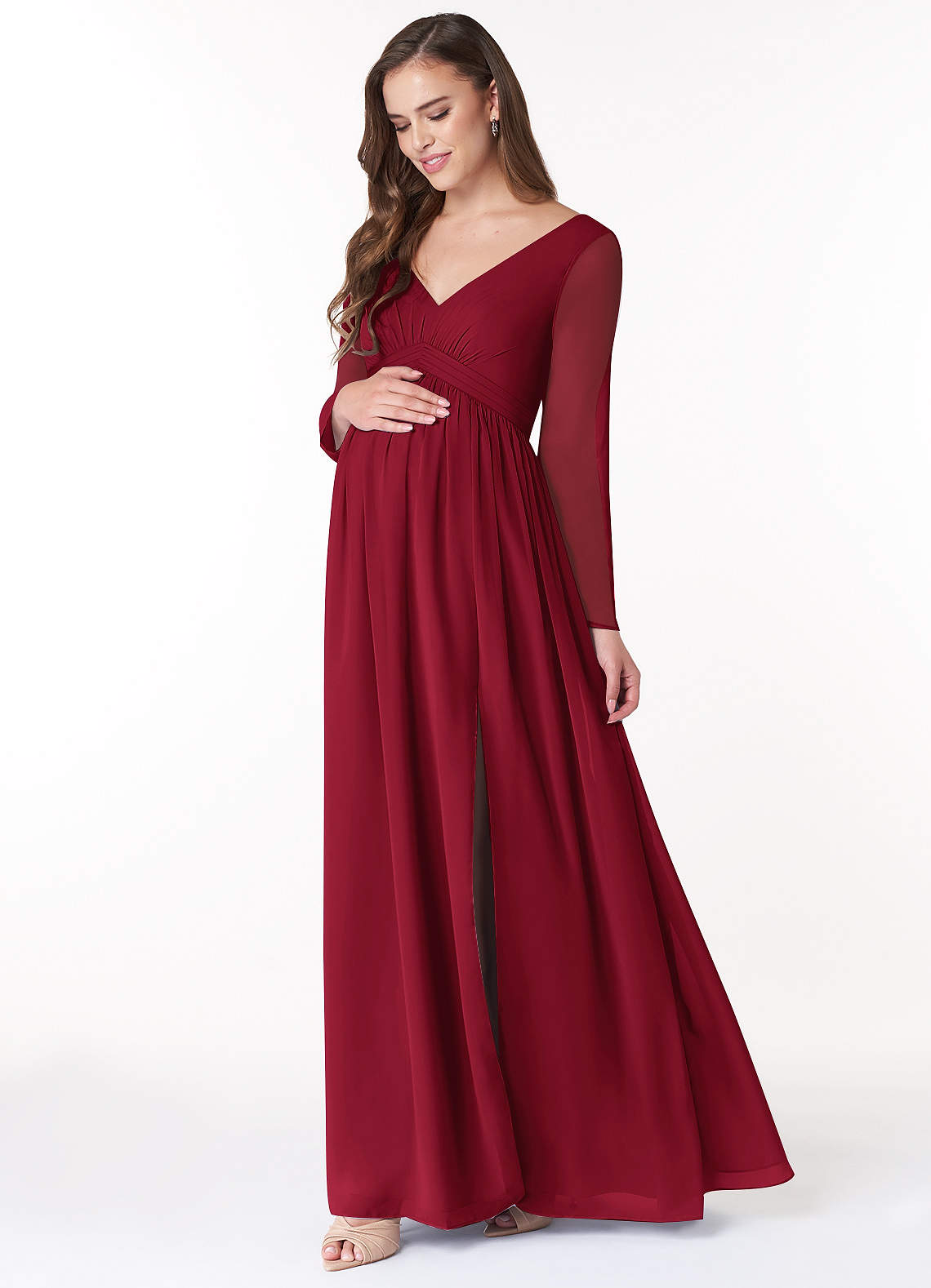 Azazie Teton Ready to Ship Burgundy Maternity Bridesmaid Dresses | Azazie