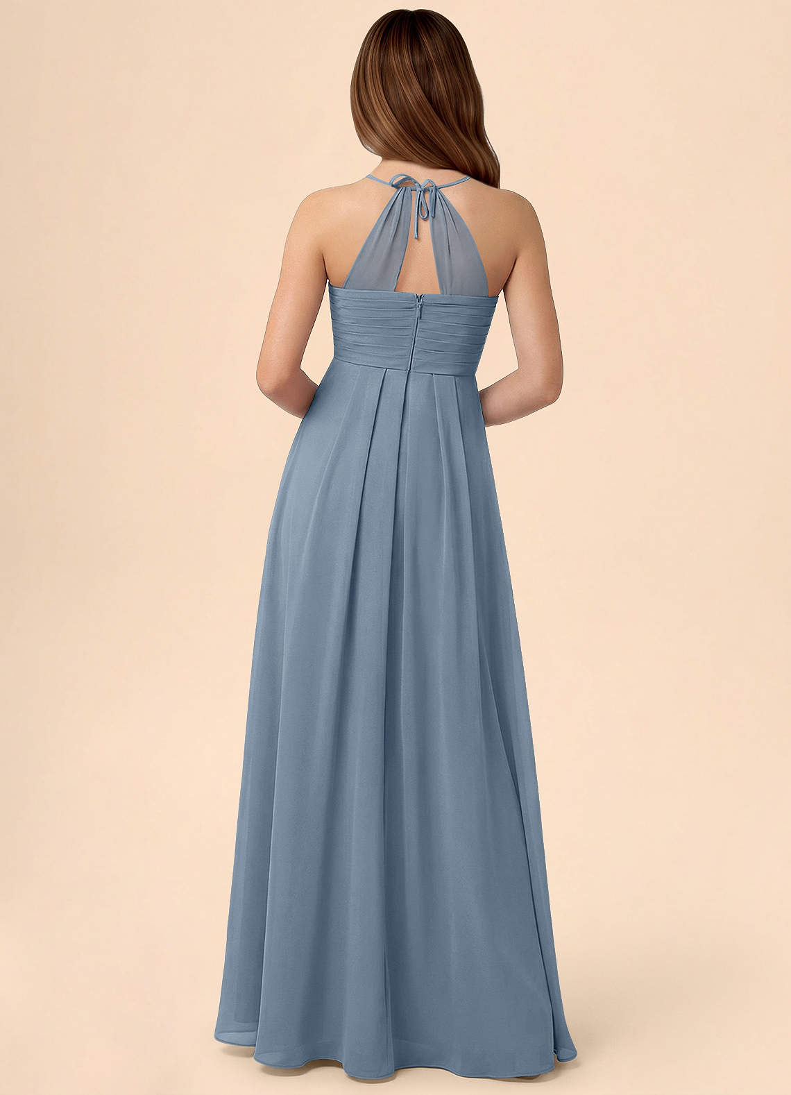 Azazie Ginny Junior A-Line Plisseret Chiffon Gulv-længde Junior brudepige Kjole image3