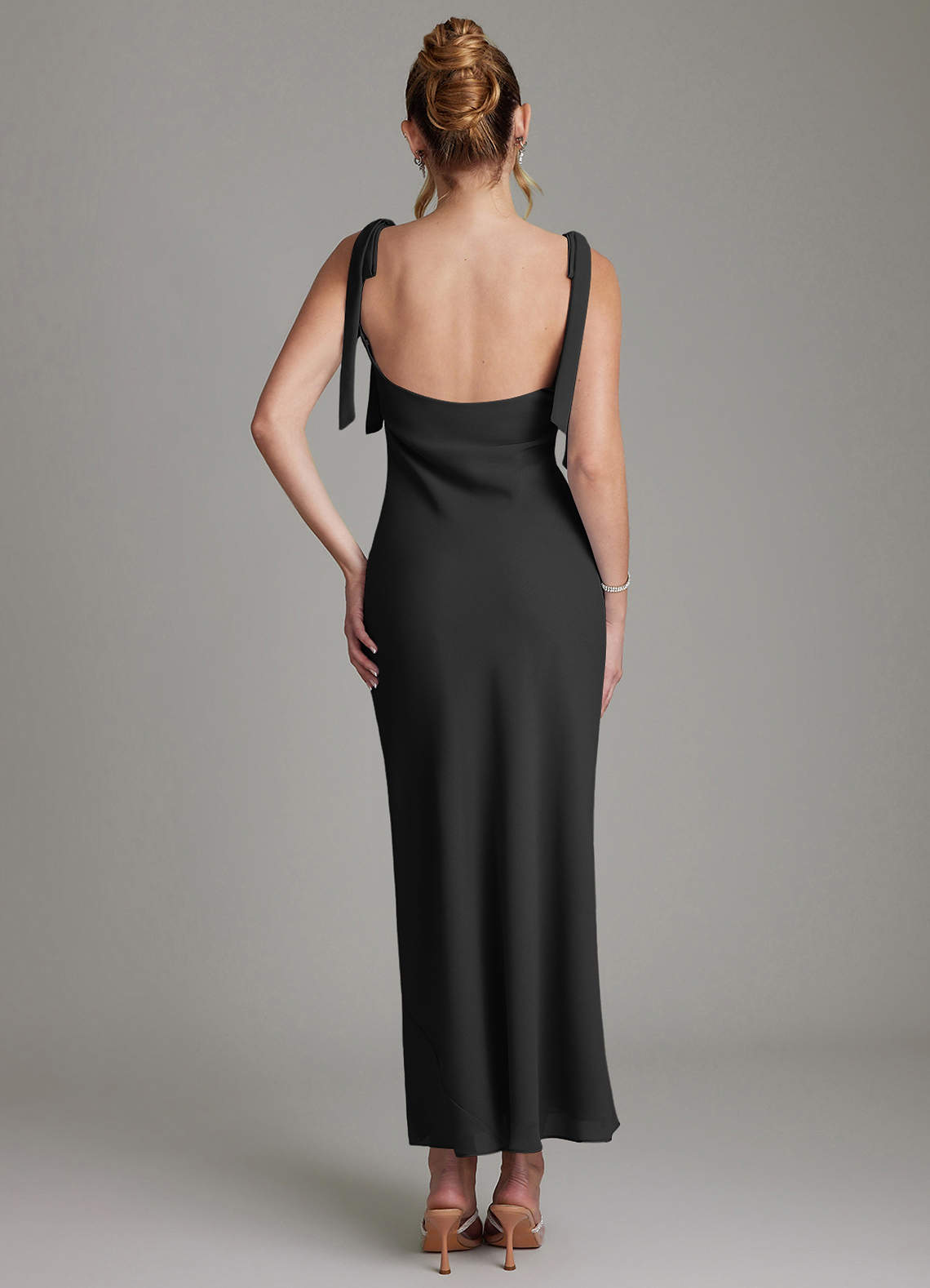 chiffon bow back dress Spaghetti Strap Bow Back Chiffon Dress
