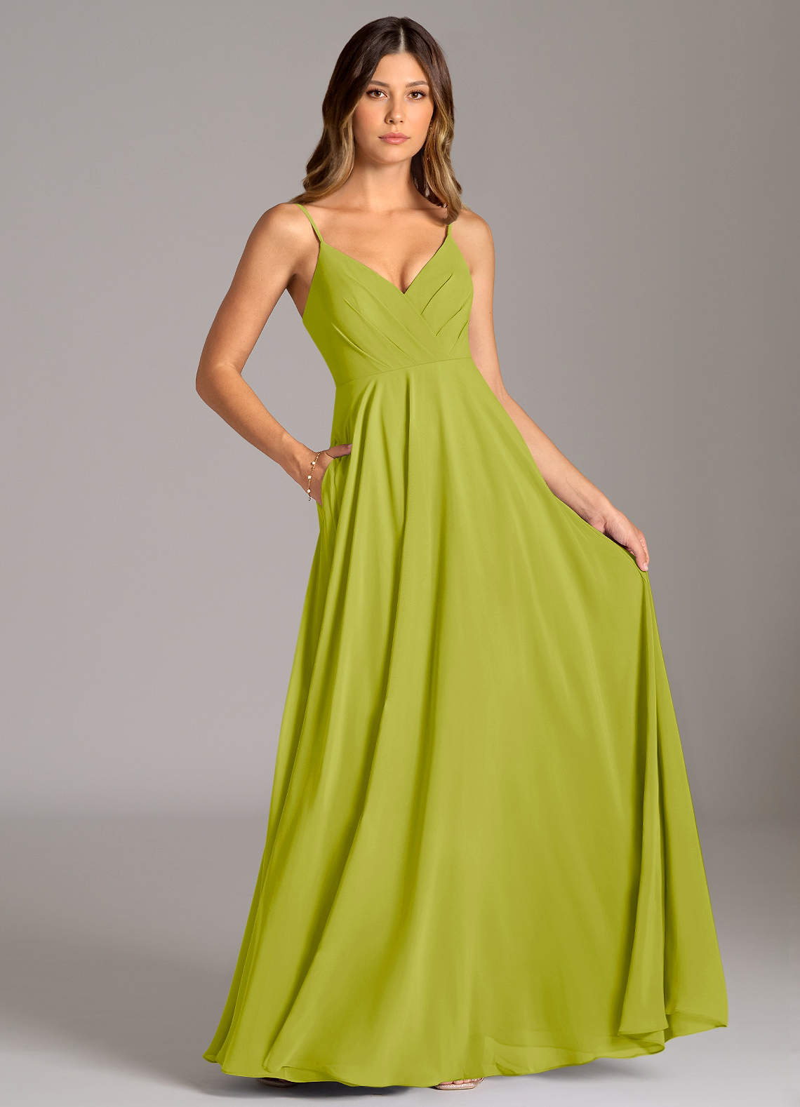 Azazie Amani Kleider zum Anprobieren zu Hause A-Linie Plissee Chiffon Kleid Schwarz image5