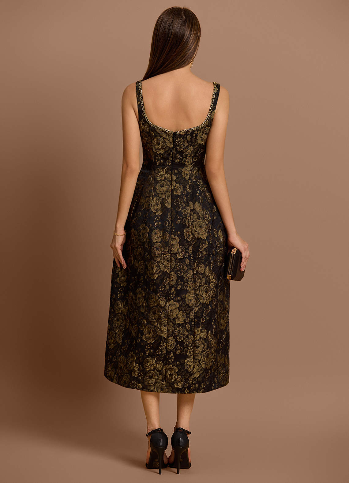 Zara Gold Black Midi Dress Ready to Ship | Azazie