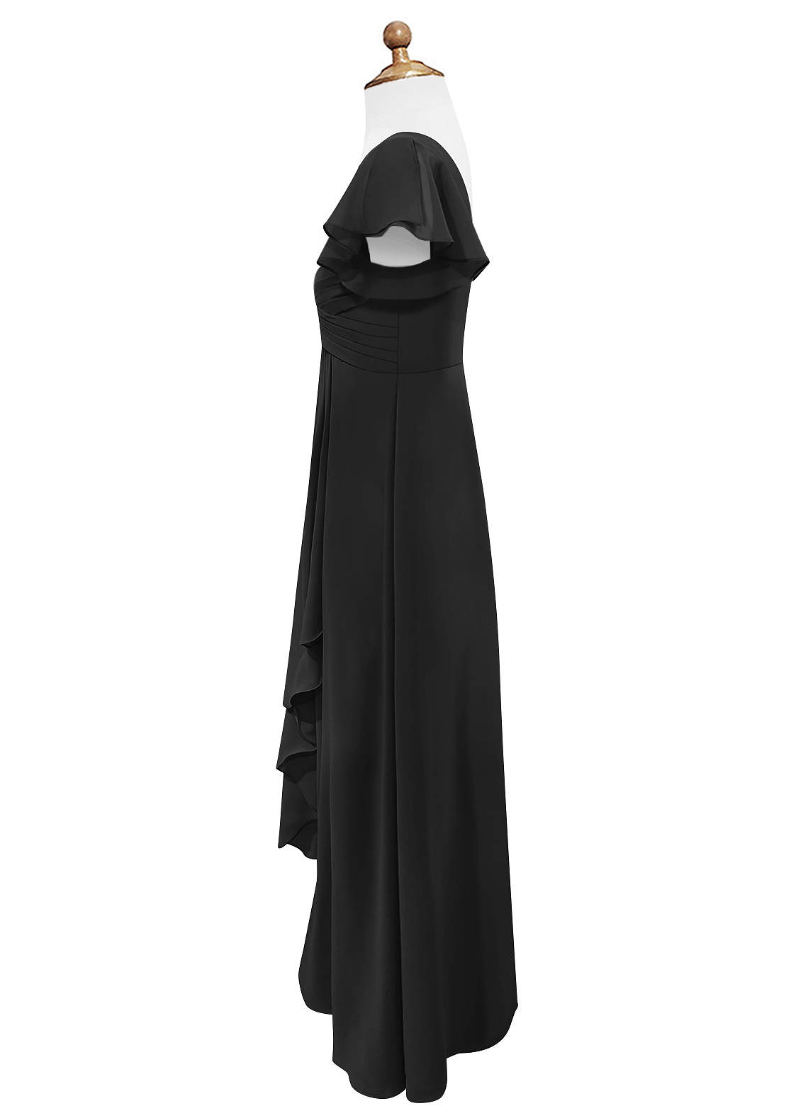 Azazie Omari A-Line Ruched Chiffon Floor-Length Junior Bridesmaid Dress image1