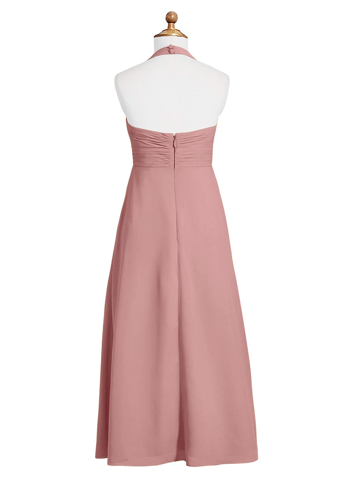 Azazie Tessie Junior A-Linie Plissee Chiffon Kleid Altrosa image6