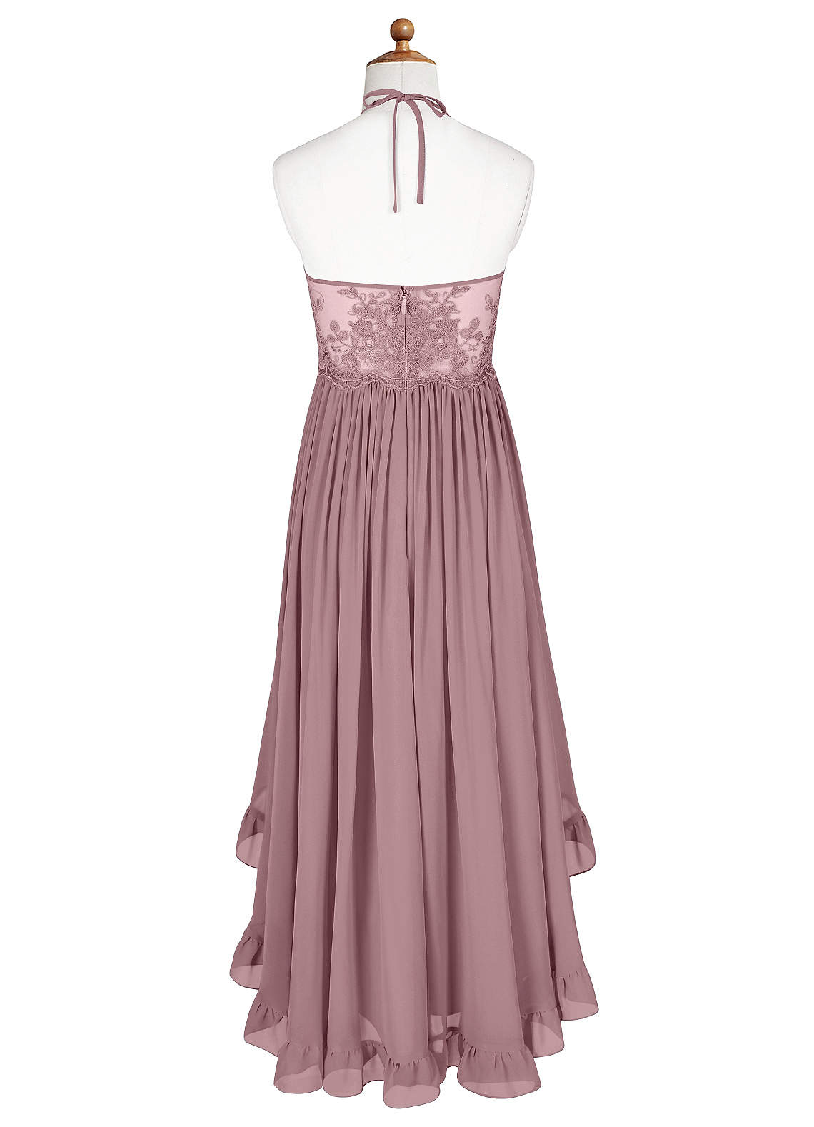 Azazie Sarafina A-Line Lace Chiffon Asymmetrical Junior Bridesmaid Dress image1
