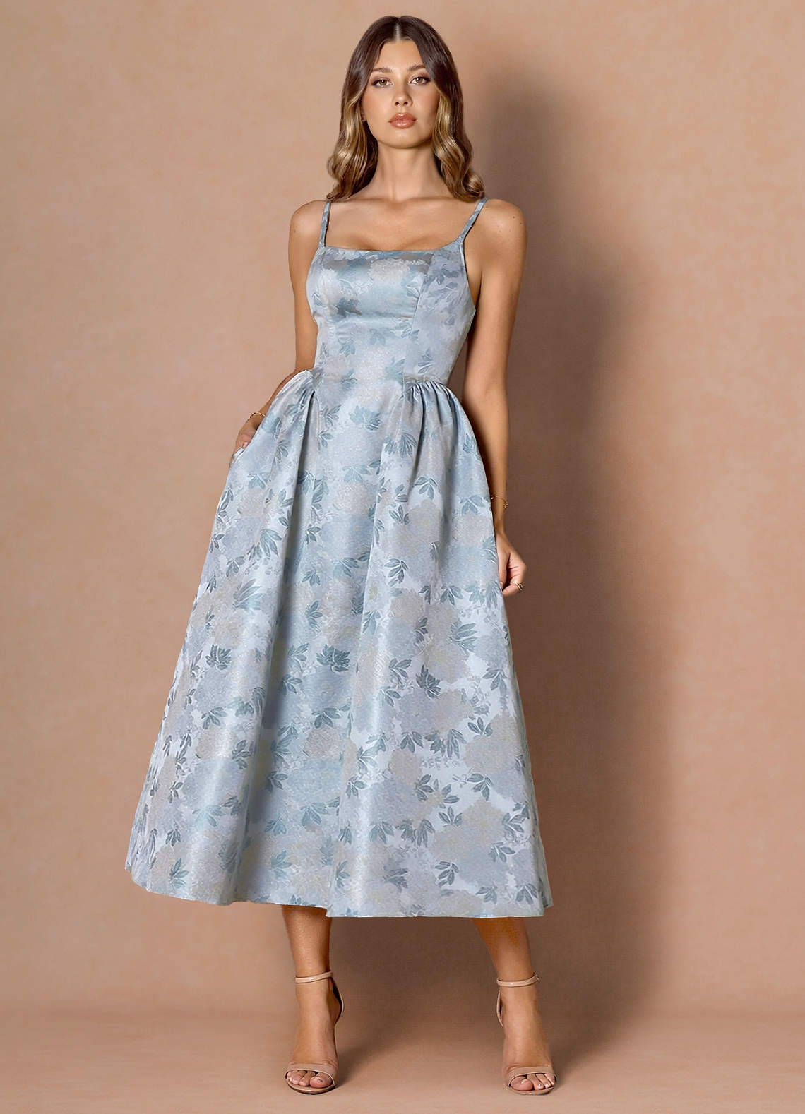 Maddie Icy Blue Midi Dress Ready to Ship | Azazie