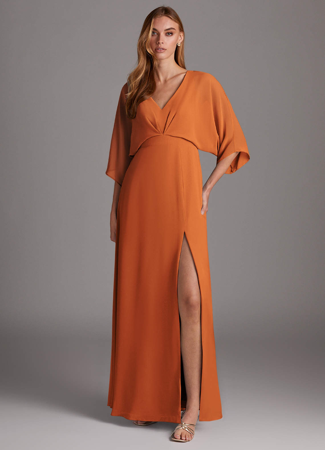 Azazie Rebecca Final Sale Black A-Line V-Neck Long Sleeve Chiffon Dress image1