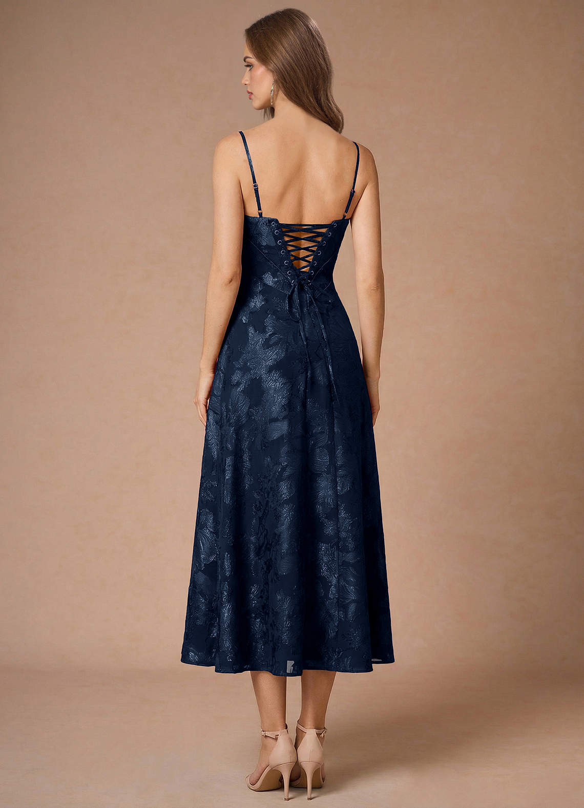 Azazie Sweetheart A-Line Midi Cocktail Dresses in Navy Azazie Sweetheart A-Line Midi Cocktail Dresses in Navy