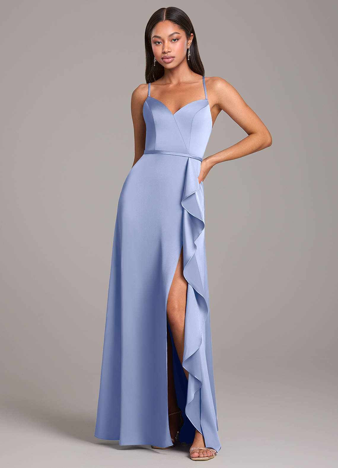 Azazie Naeem Bridesmaid Dresses Ice A-Line Stretch Satin Dress image1