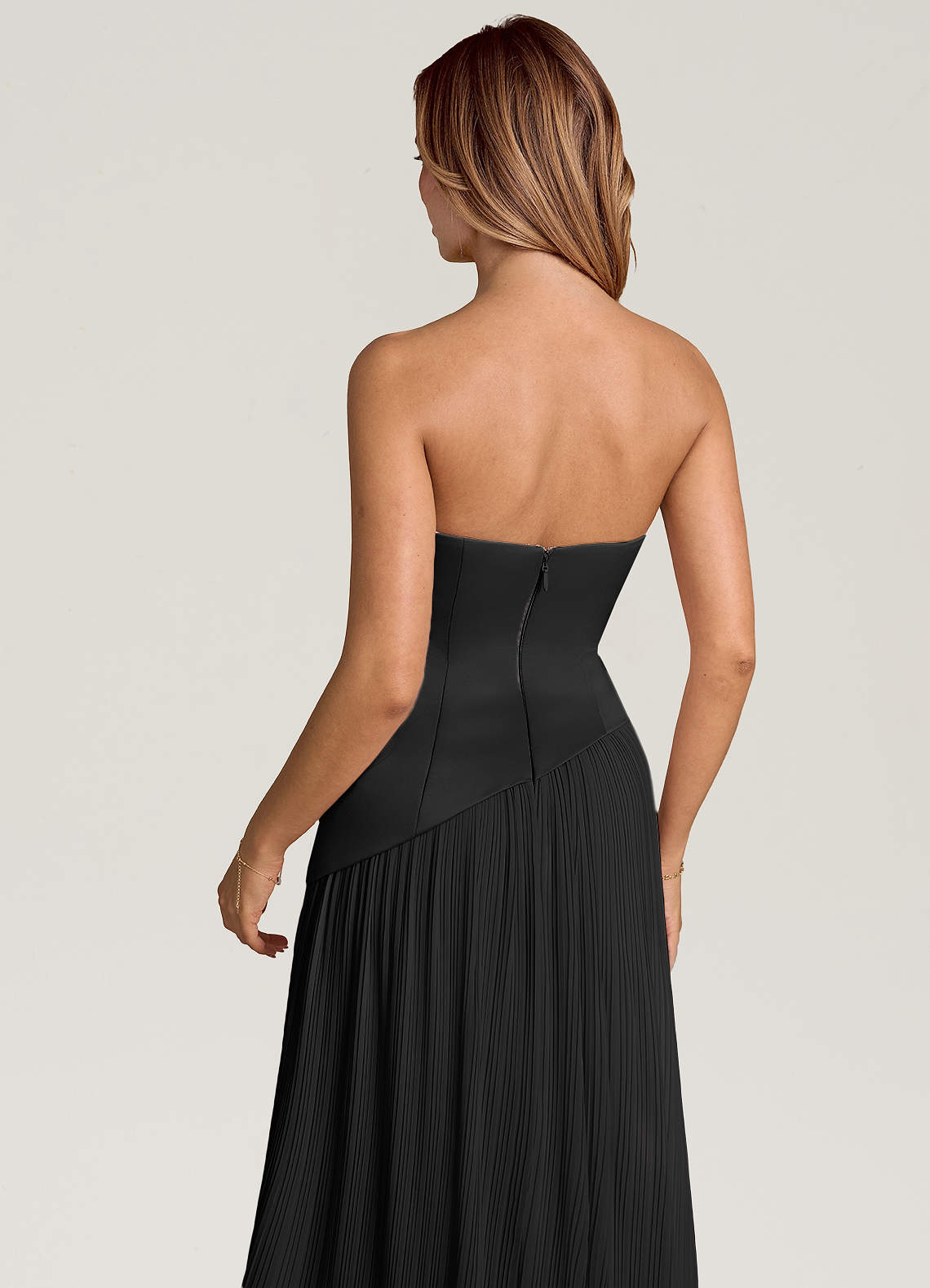 Azazie Tierney Vestidos de madrinha de casamento Vestir Preto de Chiffon de Linha A com Sem alças image4