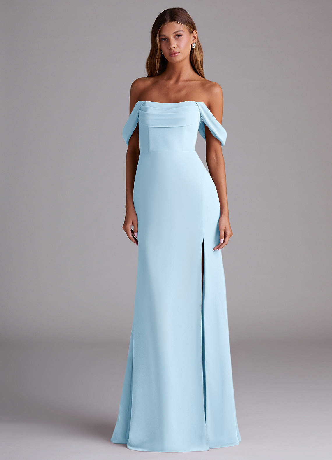 Azazie Saige Bridesmaid Dresses Sky Blue A-Line Off the Shoulder Chiffon Convertible Dress image2