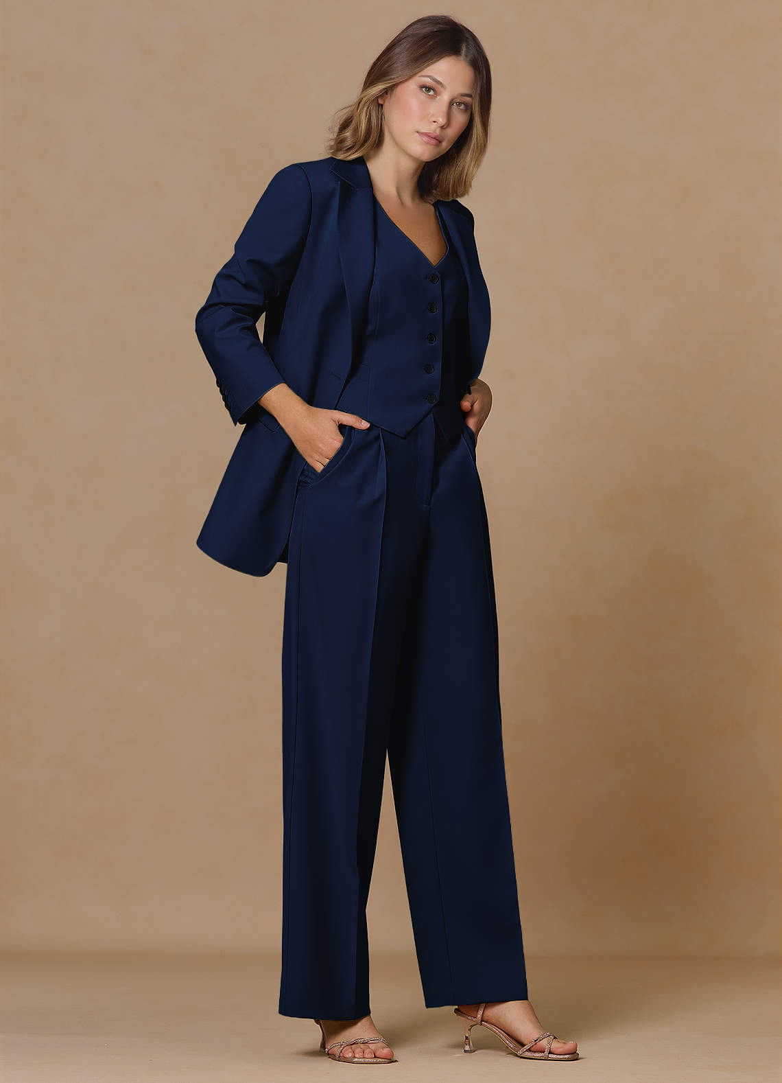 front Rowan Blue Refined Weave Performance blazer