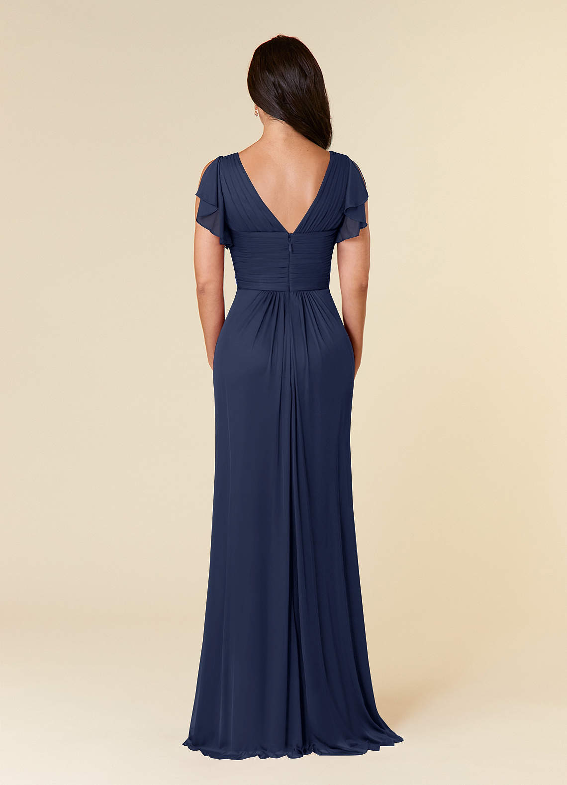 Azazie Reneya Mother of the Bride Dresses Dark Navy A-Line Pleated Mesh Dress image3