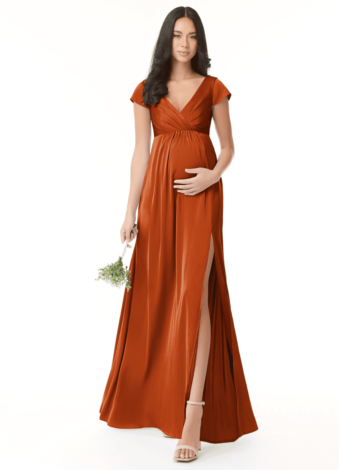 orange maternity bridesmaid dress Azazie Allessia Stretch Satin Size:IT 43 - US 13 black Season sale_category:birthday Roaring 20s Green Flapper