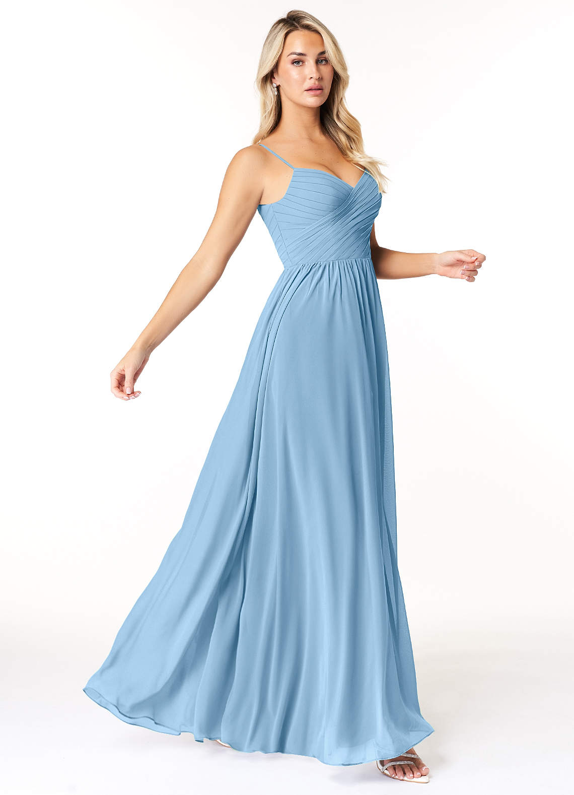 Azazie Lisbon Bridesmaid Dresses Steel Blue A-Line Sweetheart Neckline Chiffon Dress image1