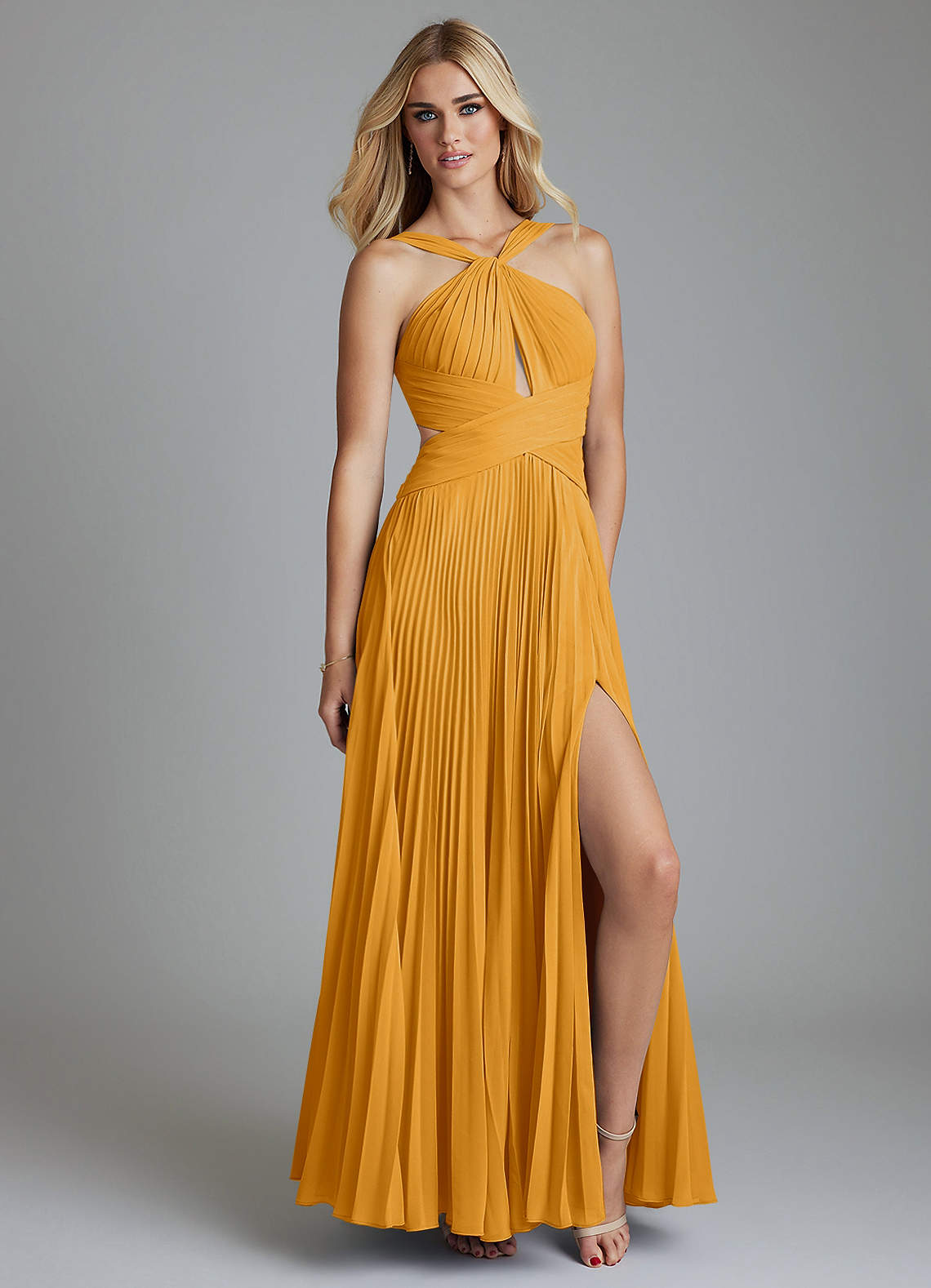 gold chiffon dress bridesmaid Lemon Bridesmaid Dress Chiffon Floor-Length A-line