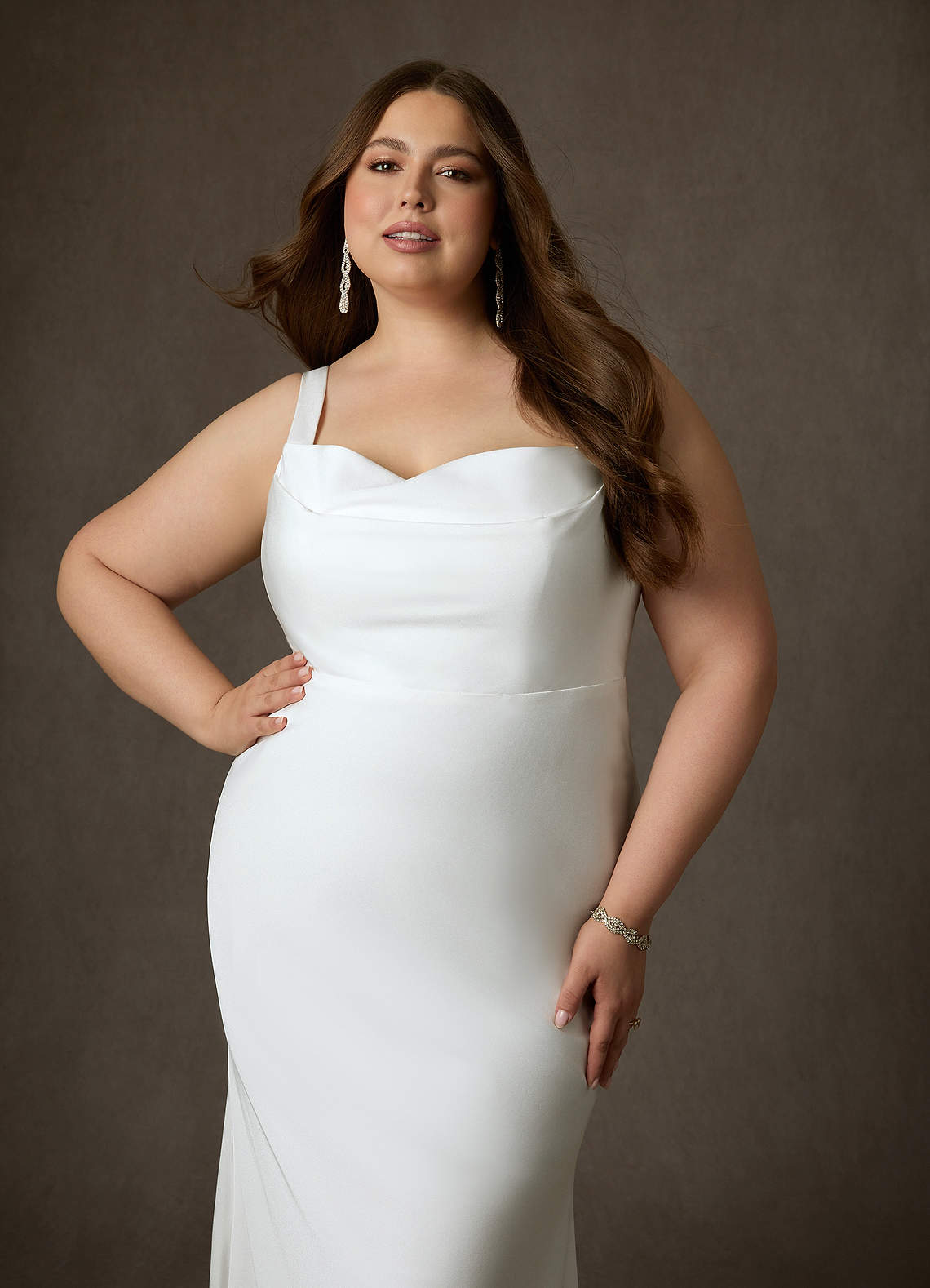 Azazie Lyssa Wedding Dresses Diamond White Mermaid Crepe Back Satin Dress image11