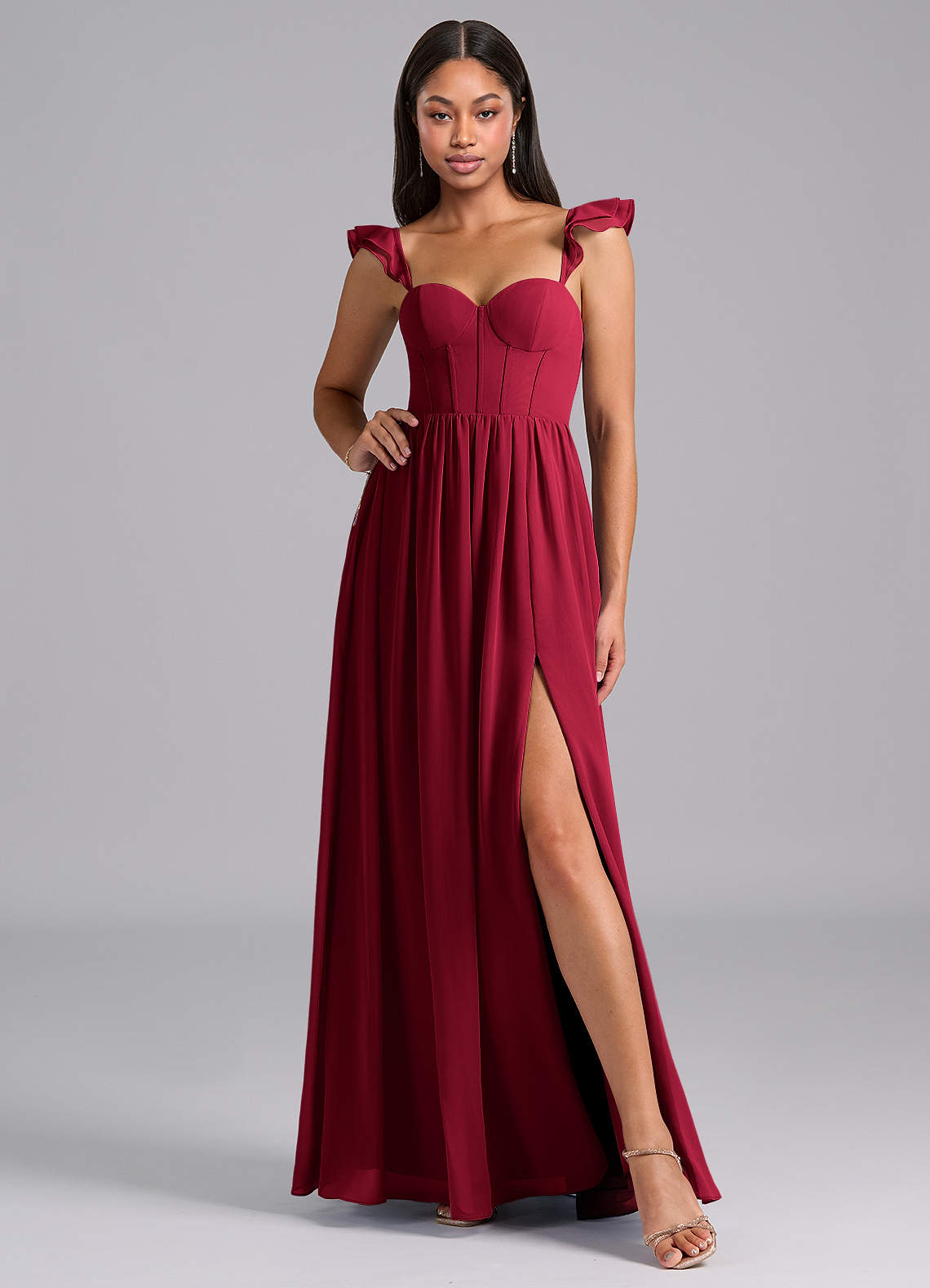 burgundy dress azazie Azazie Plus Size A-Line Square Neck Floor-Length Chiffon Bridesmaid Dresses