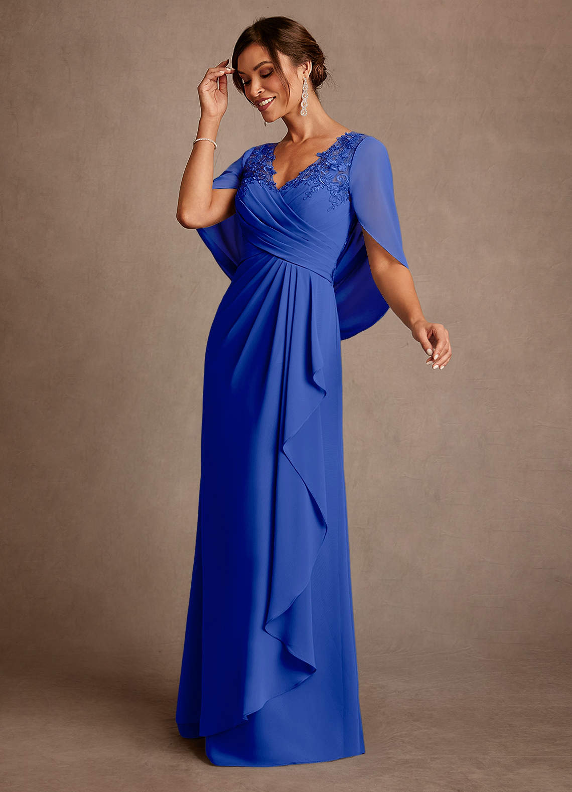 Azazie Santa Clara Mother of the Bride Dresses Royal Blue A-Line Lace Dress image3