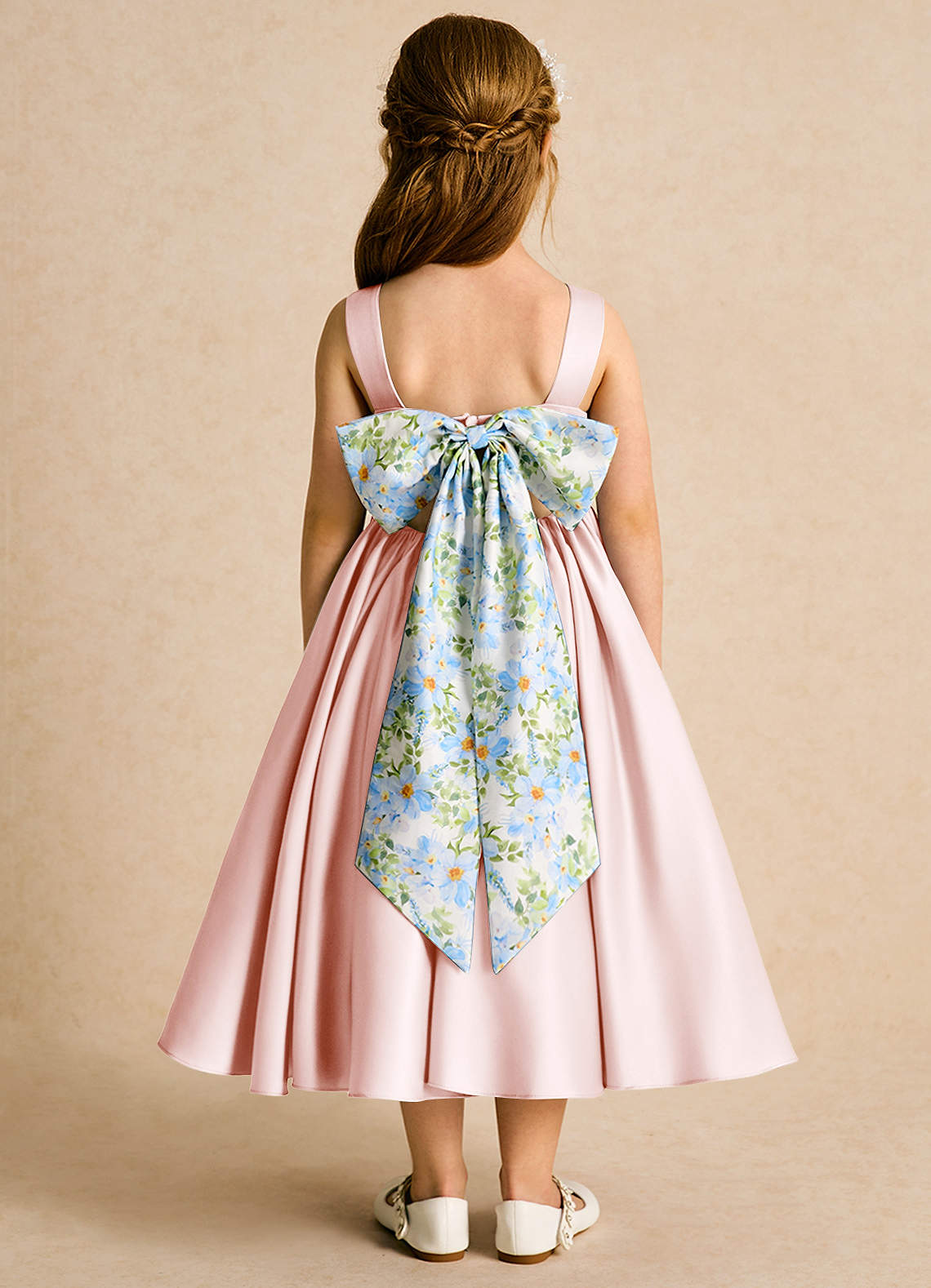 Azazie Doodlebug Flower Girl Klänningar Klänning A-Line i Matt satäng Rosett image1