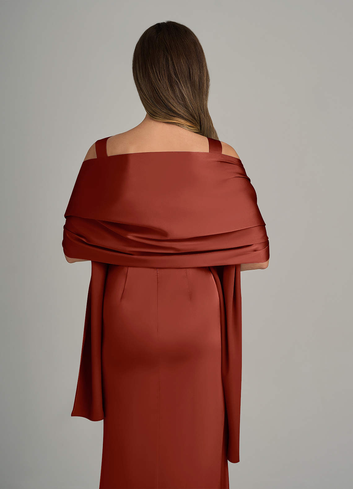 front Azazie Matching Color Ireland Stretch Satin Shawl