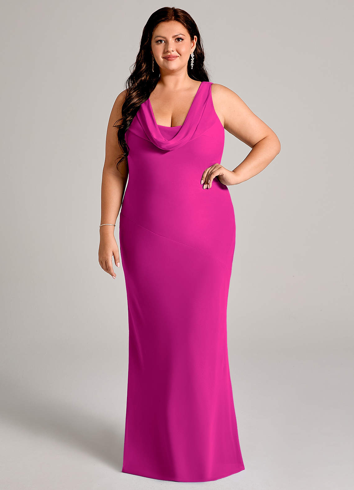 Azazie Rylina Suknie dla druhen Syrena Pofałdowany Szyfon Do ziemi Sukienka image1