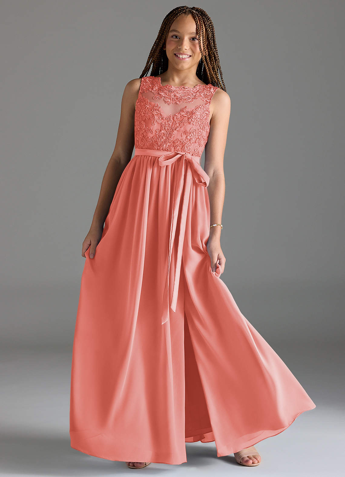 Azazie Elly Junior Vestido de dama de honor en color Coral Azazie