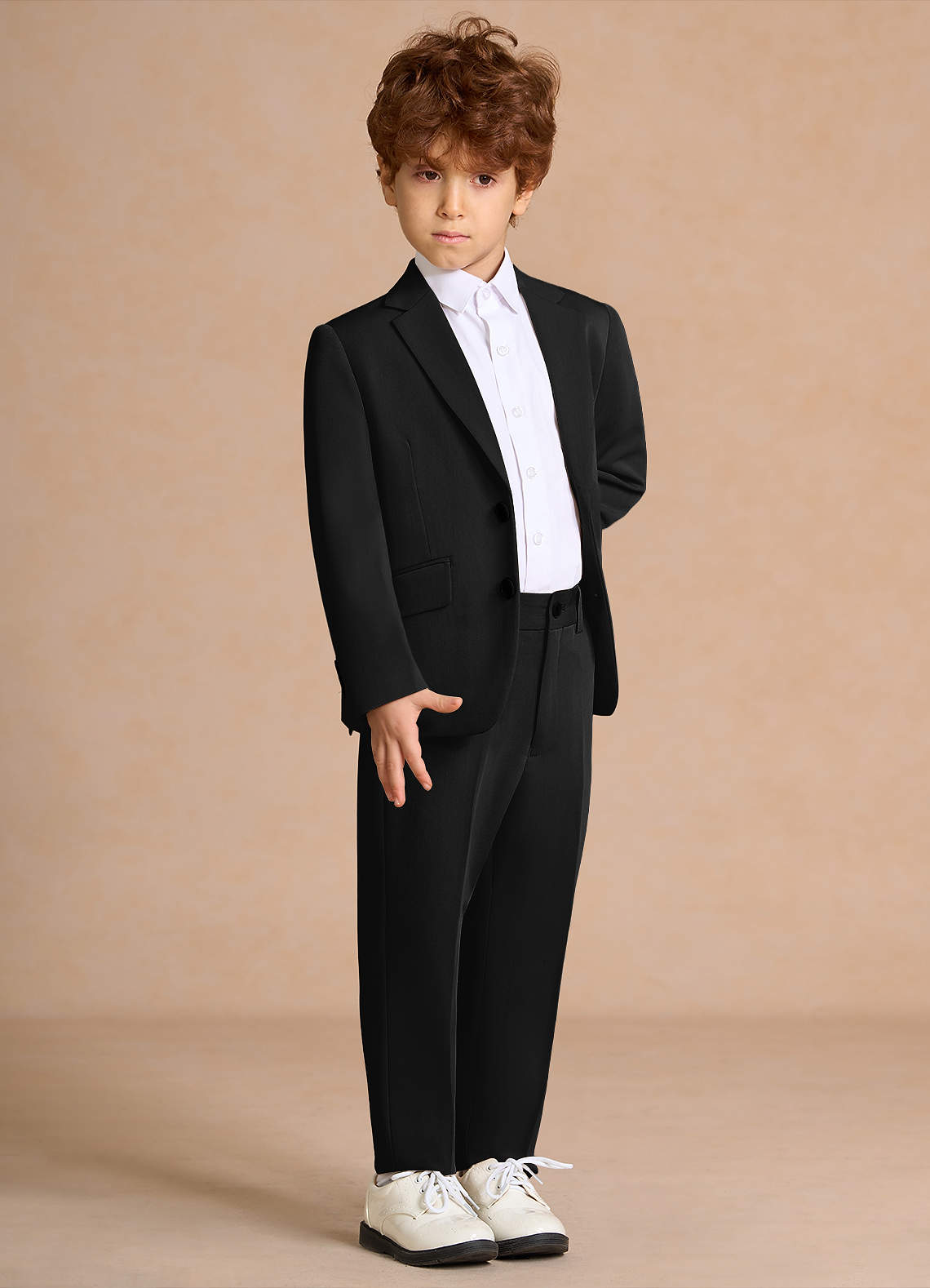 front Oliver Black Boys 2-Piece Suit