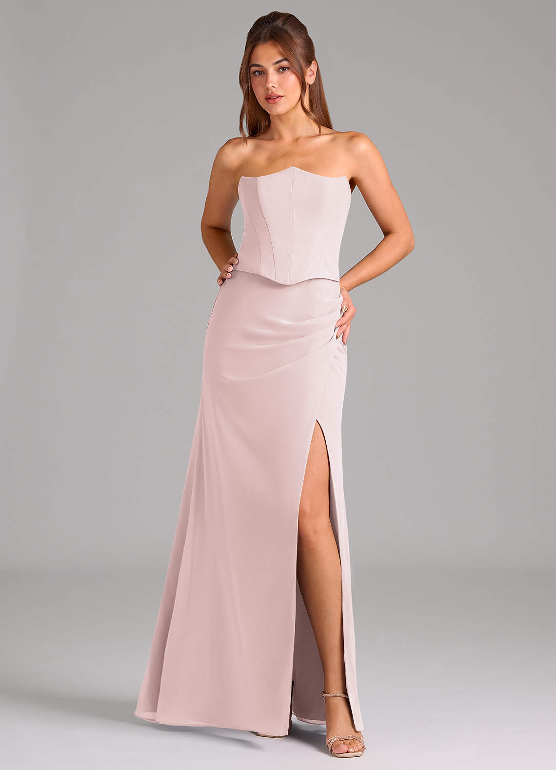 Azazie Jenine Abiti da Damigella Abito Sirena in Chiffon Senza Cinturino Rosa Rossore image1