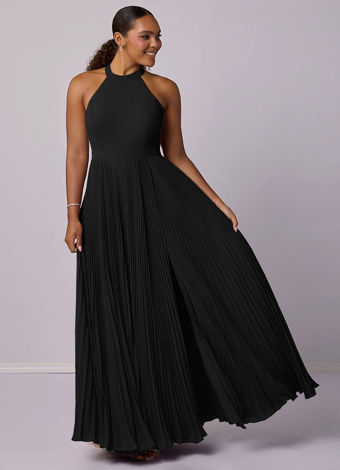 Barbie ♥ Azazie Bridesmaid Dresses Black A-Line Pleated Chiffon Dress image8