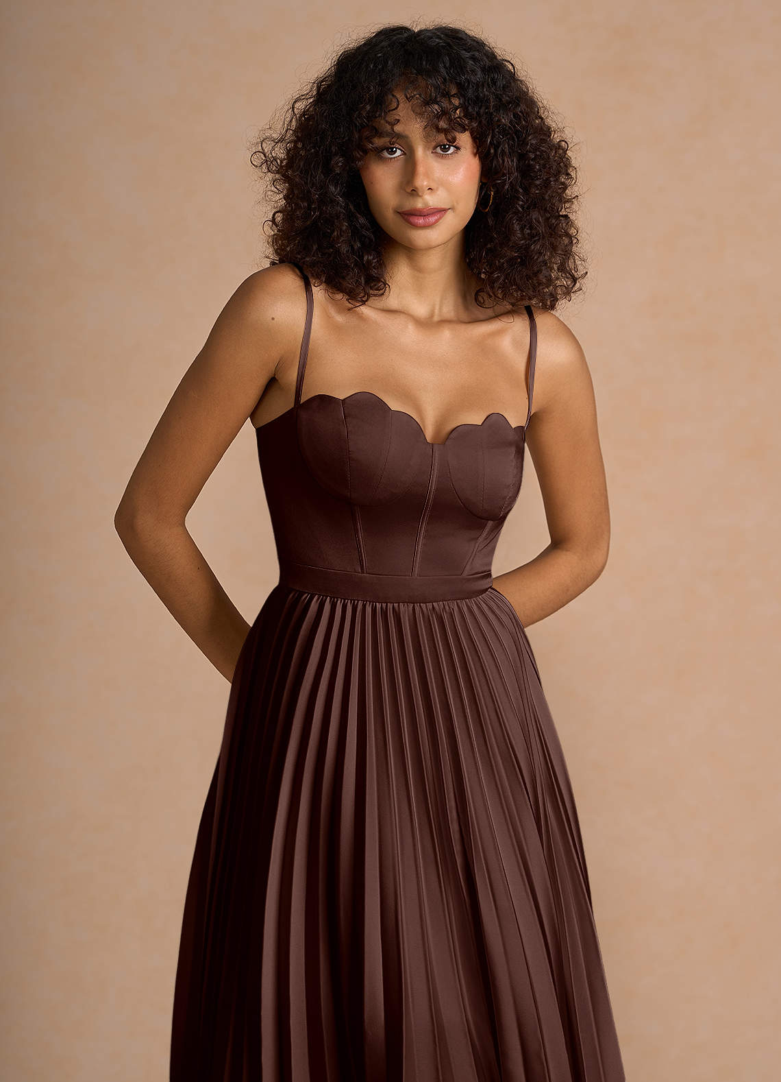 Amélie Mocha Coco Midi Dress | Azazie