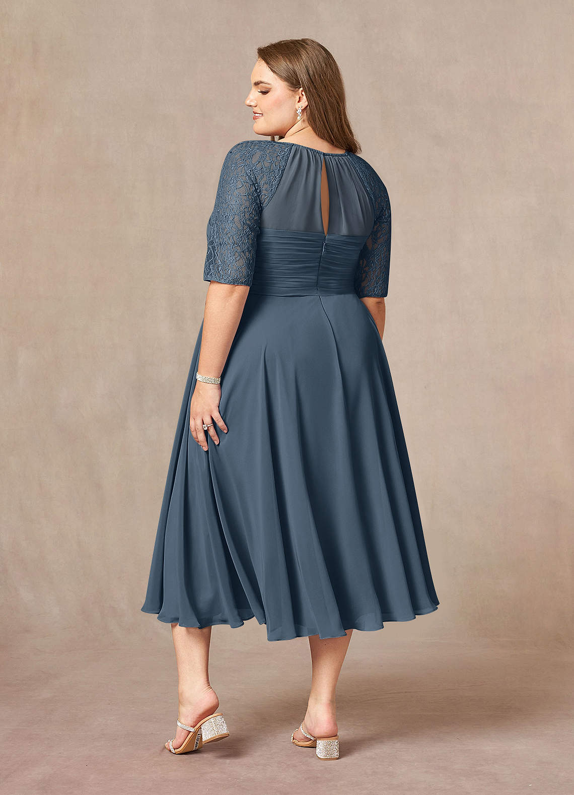 Azazie Dorothea Mother of the Bride Dresses Neptune A-Line Scoop lace Chiffon Dress image5