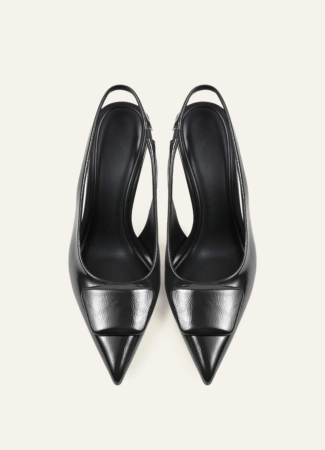 front Patent Slingback Stiletto Pumps