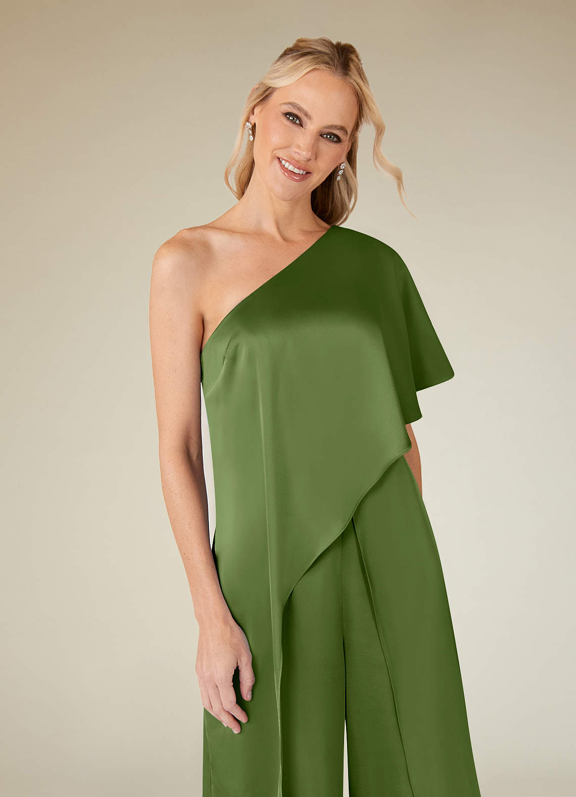 Azazie Hagretta vestidos de madre de la novia Vestido de Enebro de Satén Elástico de Mono/Traje de pantalón image4