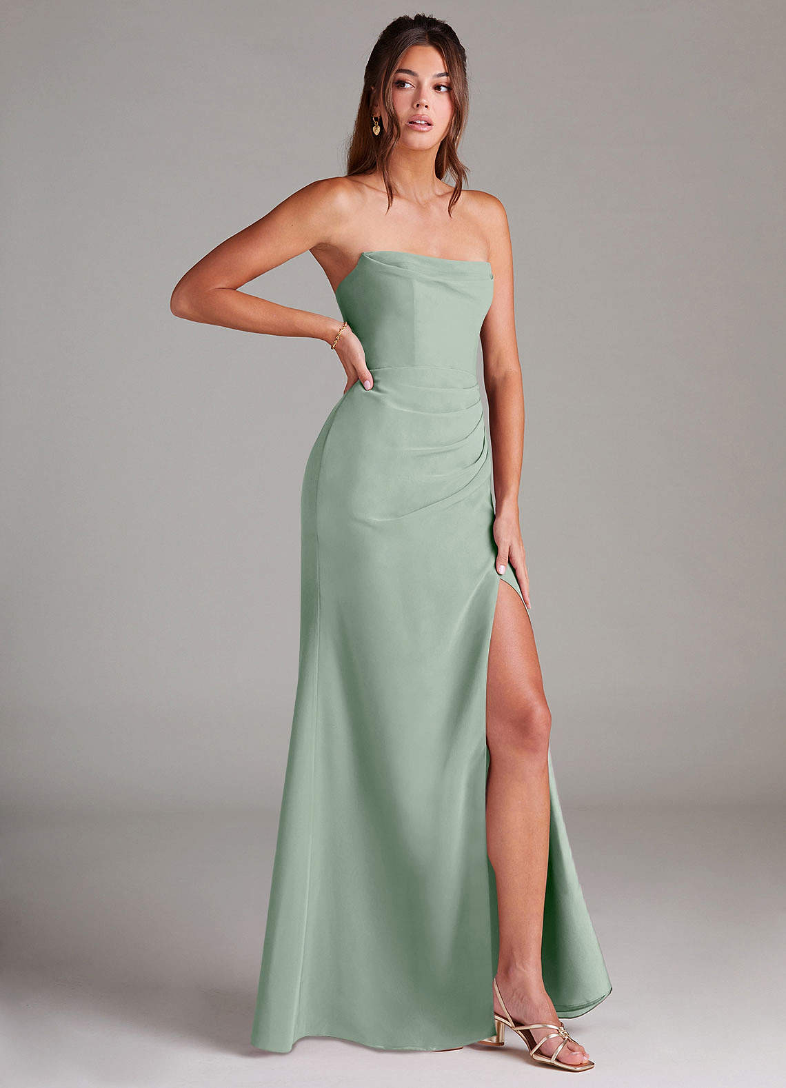 Azazie Leonis Bridesmaid Dresses Agave Sheath Strapless Chiffon Convertible Dress image7