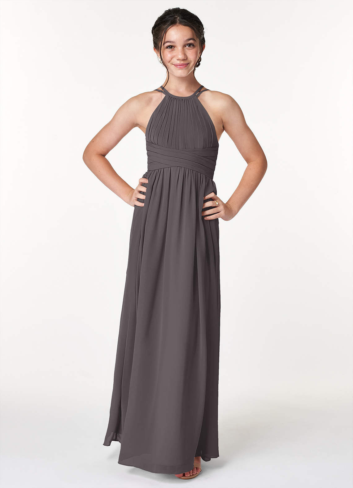 Steel Grey Azazie Melinda JBD Junior Bridesmaid Dresses Azazie