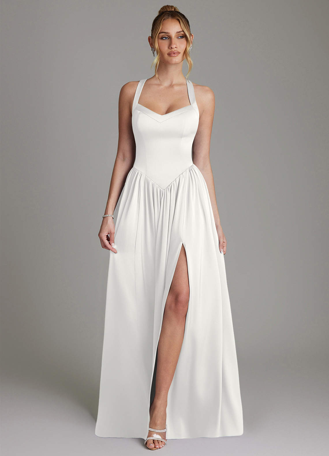 Azazie Francis White Stretch Satin Bridesmaid Dresses | Azazie