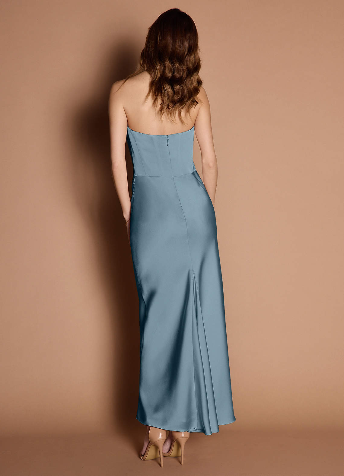 princess polly baby blue dress Slip Silk Satin Midi Dress Blue main image 0